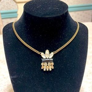 J CREW BLACK & CRYSTAL ART DECO STYLE 24” LONG NECKLACE